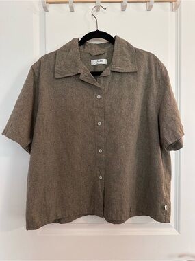 Anian The Haro Crop Shirt in Sail - Women’s Cropped Button Down Shirt - XXL